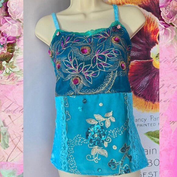 Romantic Boho Embroidered Velvet Top | Roselani Jasmin | Size Medium - Picture 7 of 7